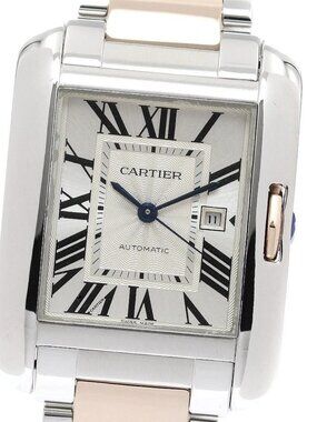 CARTIER Tank Anglaise LM W5310007 PG2 tone Date Automatic Men's Watch_808731